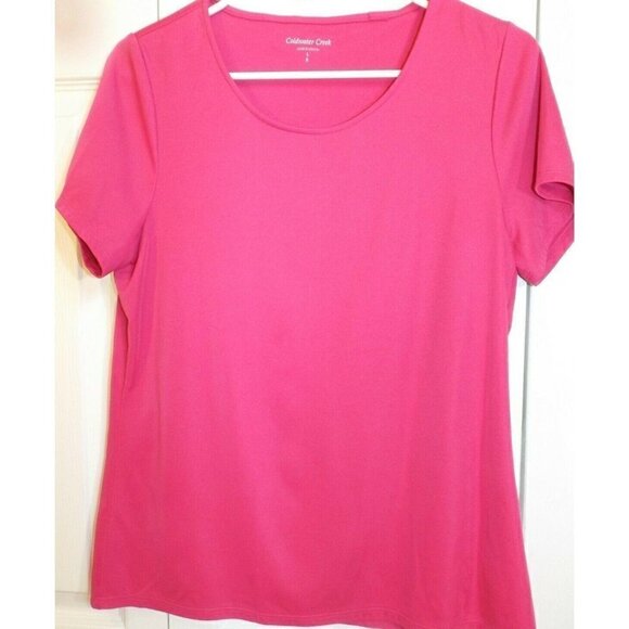 Coldwater Creek S (8) Deep Pink Short Sleeve tee slinky office business - Picture 1 of 3